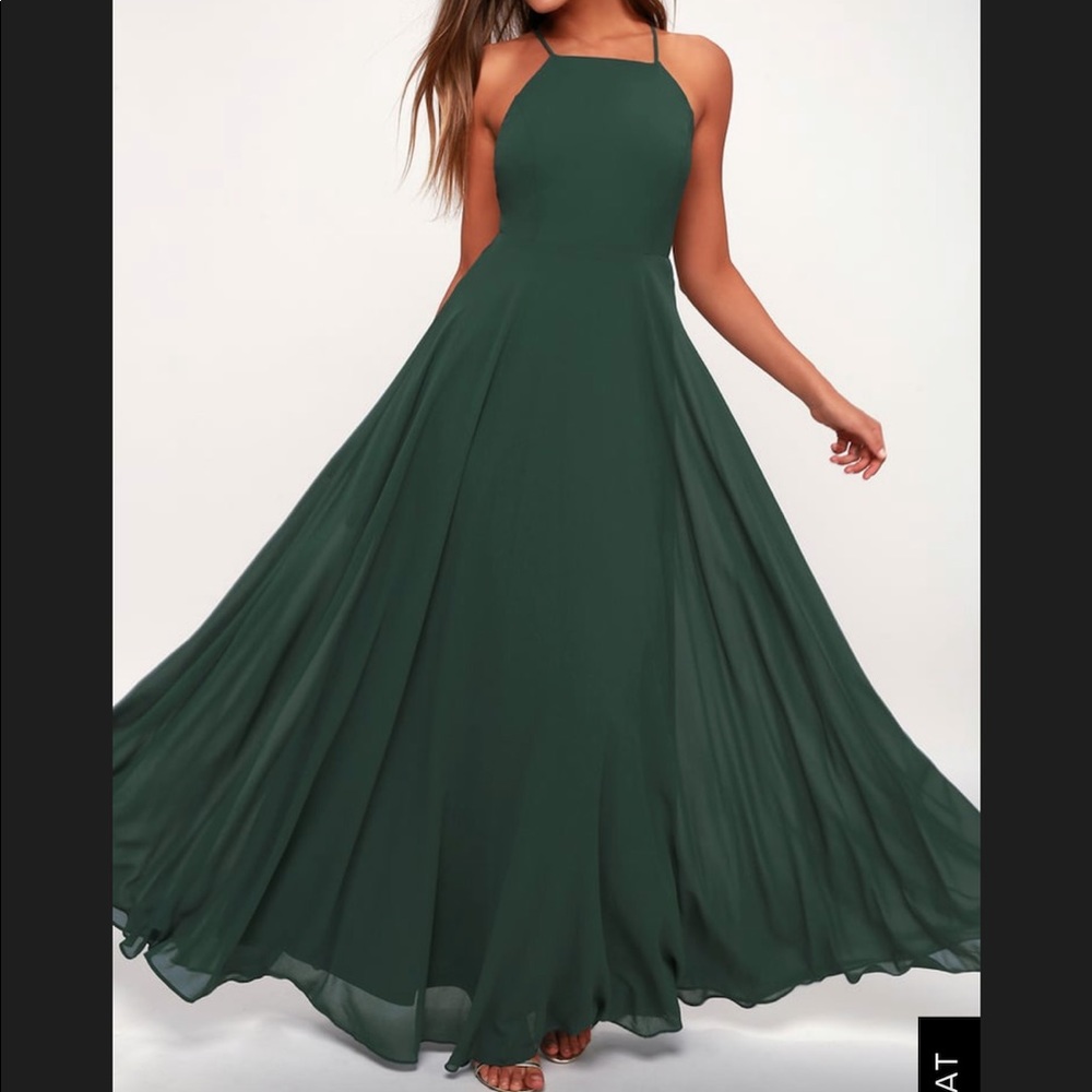 Dark green maxi dress with adjustable straps